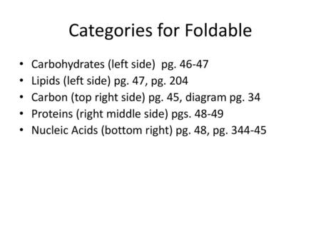 Categories for Foldable