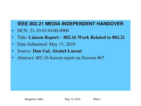 IEEE MEDIA INDEPENDENT HANDOVER