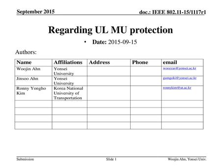 Regarding UL MU protection