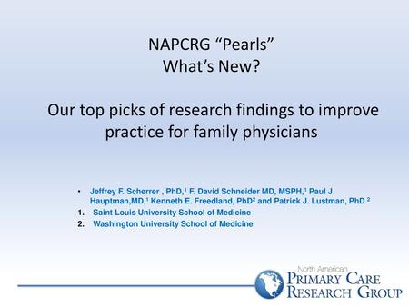 NAPCRG “Pearls” What’s New