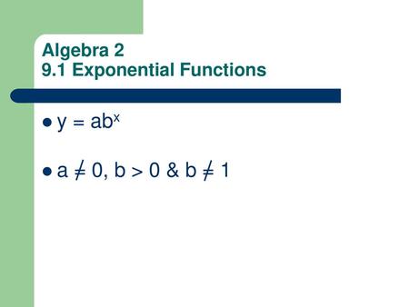 Algebra Exponential Functions