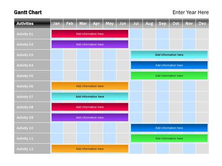 Gantt Chart Enter Year Here Activities Jan Feb Mar Apr May Jun Jul Aug