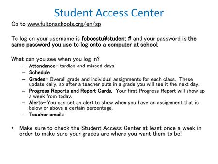 Student Access Center Go to