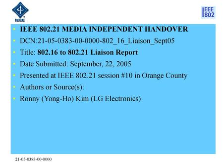 IEEE MEDIA INDEPENDENT HANDOVER