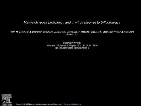 Mismatch repair proficiency and in vitro response to 5-fluorouracil