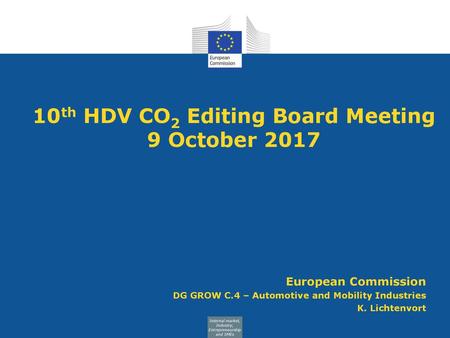 10th HDV CO2 Editing Board Meeting 9 October 2017