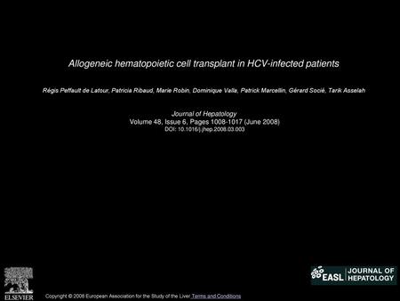 Allogeneic hematopoietic cell transplant in HCV-infected patients