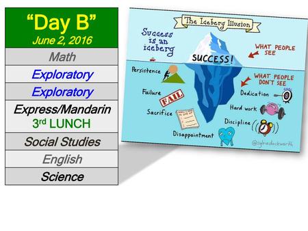 “Day B” June 2, 2016 Math Exploratory Express/Mandarin 3rd LUNCH