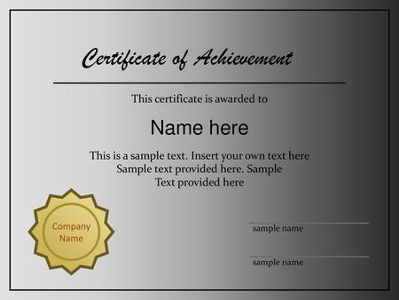 Certificate of Achievement