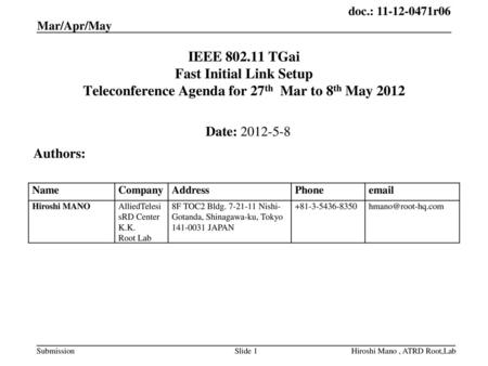 April 2009 doc.: IEEE /xxxxr0 Mar/Apr/May