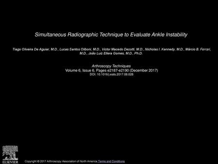 Simultaneous Radiographic Technique to Evaluate Ankle Instability