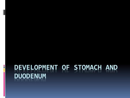 Development of stomach and duodenum