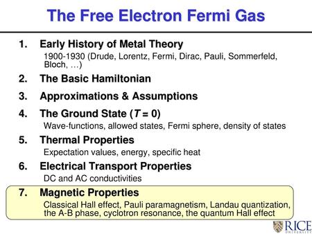 The Free Electron Fermi Gas