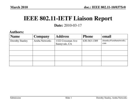 IEEE IETF Liaison Report