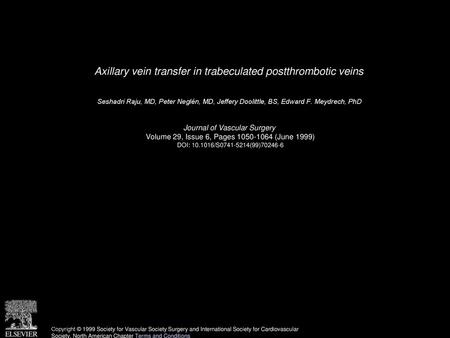 Axillary vein transfer in trabeculated postthrombotic veins