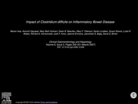 Impact of Clostridium difficile on Inflammatory Bowel Disease