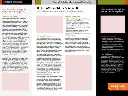 TITLE. An engineer’s World