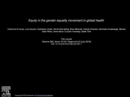 Equity in the gender equality movement in global health