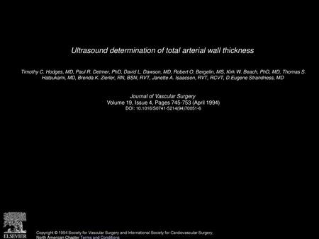 Ultrasound determination of total arterial wall thickness