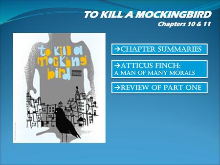 TO KILL A MOCKINGBIRD CHAPTER SUMMARIES ATTICUS FINCH: