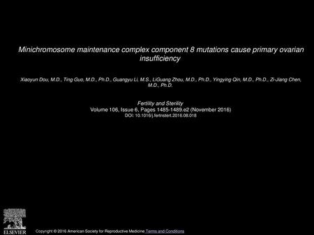 Xiaoyun Dou, M. D. , Ting Guo, M. D. , Ph. D. , Guangyu Li, M. S