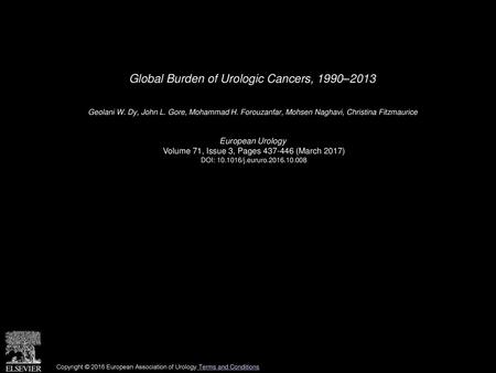 Global Burden of Urologic Cancers, 1990–2013