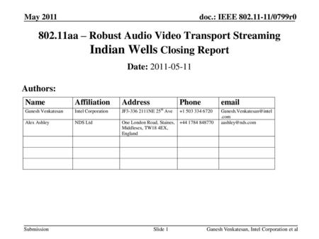 September 2008 doc.: IEEE /1003r0 May 2011