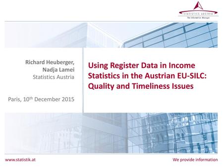 Richard Heuberger, Nadja Lamei Statistics Austria