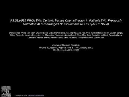 P3.02a-025 PROs With Ceritinib Versus Chemotherapy in Patients With Previously Untreated ALK-rearranged Nonsquamous NSCLC (ASCEND-4)  Daniel Shao-Weng.