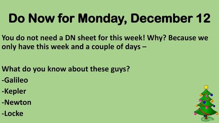 Do Now for Monday, December 12