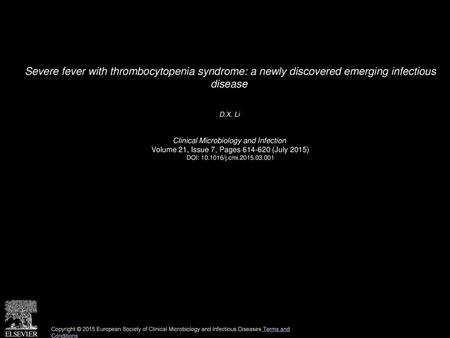 D.X. Li  Clinical Microbiology and Infection 