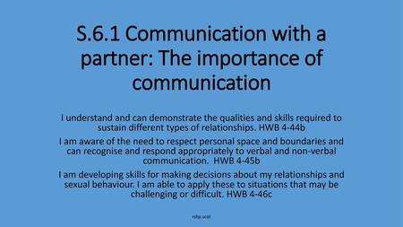 S.6.1 Communication with a partner: The importance of communication