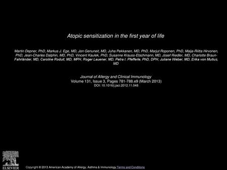 Atopic sensitization in the first year of life