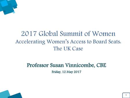 Professor Susan Vinnicombe, CBE Friday, 12 May 2017