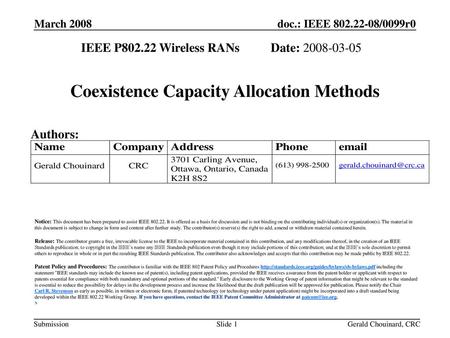 Coexistence Capacity Allocation Methods