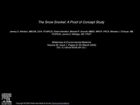 The Snow Snorkel: A Proof of Concept Study