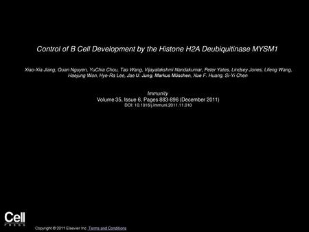 Control of B Cell Development by the Histone H2A Deubiquitinase MYSM1