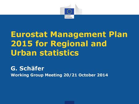 Eurostat Management Plan 2015 for Regional and Urban statistics