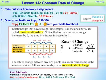 Lesson 1A: Constant Rate of Change