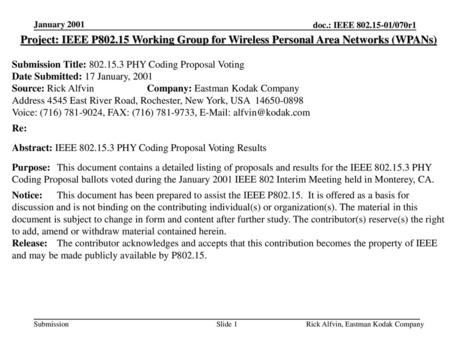 <month year> doc.: IEEE <xyz> January 2001