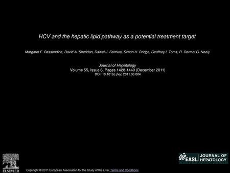 HCV and the hepatic lipid pathway as a potential treatment target