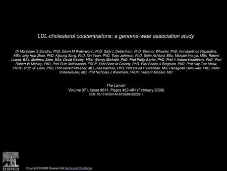 LDL-cholesterol concentrations: a genome-wide association study