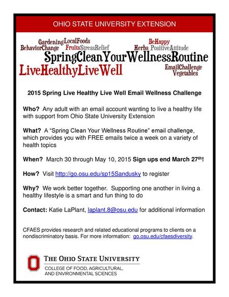 2015 Spring Live Healthy Live Well  Wellness Challenge