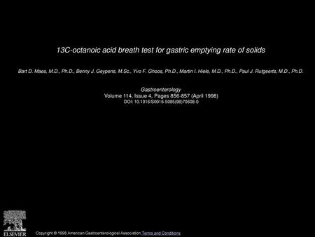 13C-octanoic acid breath test for gastric emptying rate of solids