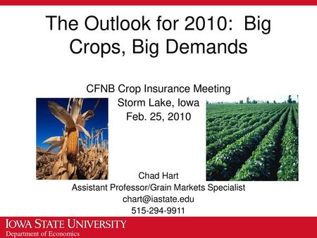 The Outlook for 2010: Big Crops, Big Demands