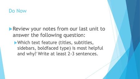 Review your notes from our last unit to answer the following question: