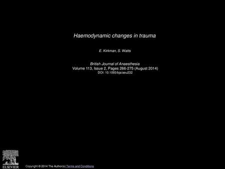 Haemodynamic changes in trauma