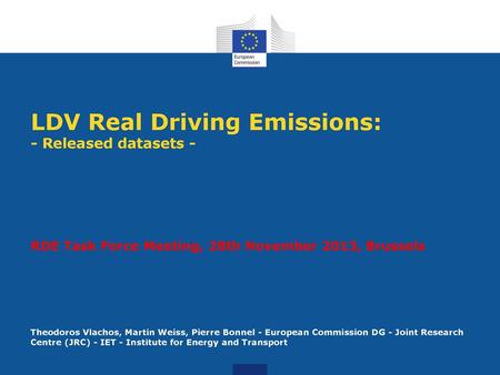 LDV Real Driving Emissions: - Released datasets -