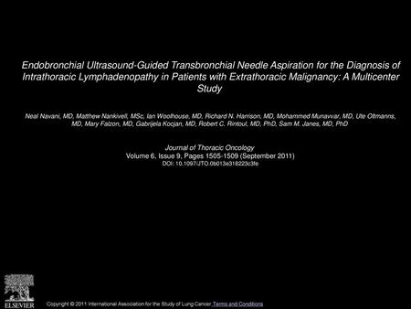 Endobronchial Ultrasound-Guided Transbronchial Needle Aspiration for the Diagnosis of Intrathoracic Lymphadenopathy in Patients with Extrathoracic Malignancy: