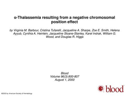 α-Thalassemia resulting from a negative chromosomal position effect